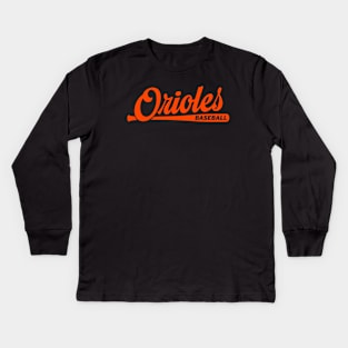 Orioles Baseball Bat Kids Long Sleeve T-Shirt